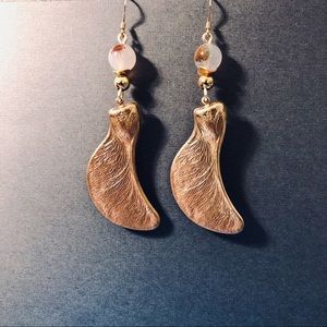 22k Gold Plated Earrings w/ Brass Helicopter Seed